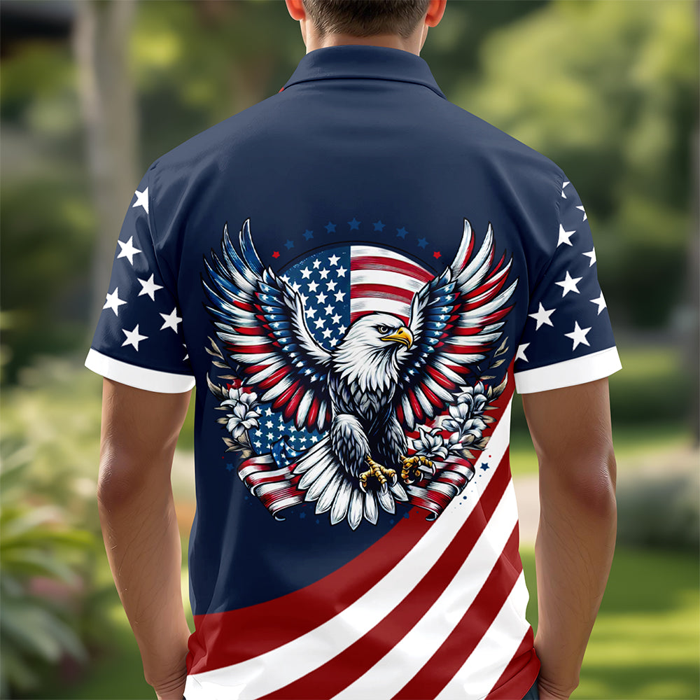 Personalized American Pride Eagle Polo Shirt Gift for Dad HN590 - Men's Polo Shirt GradoCreations