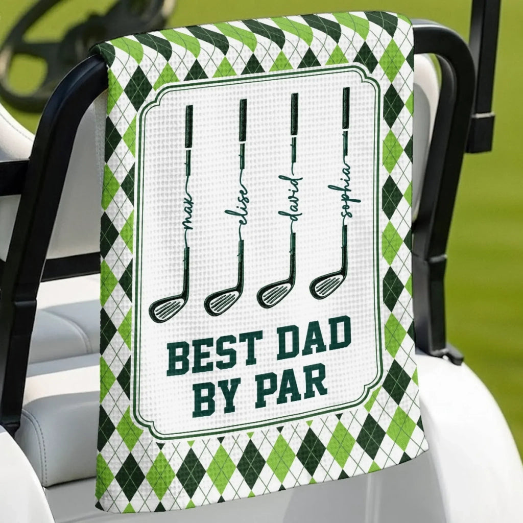 Personalized Golf Towel Best Dad by Par Gift for Golf Lovers