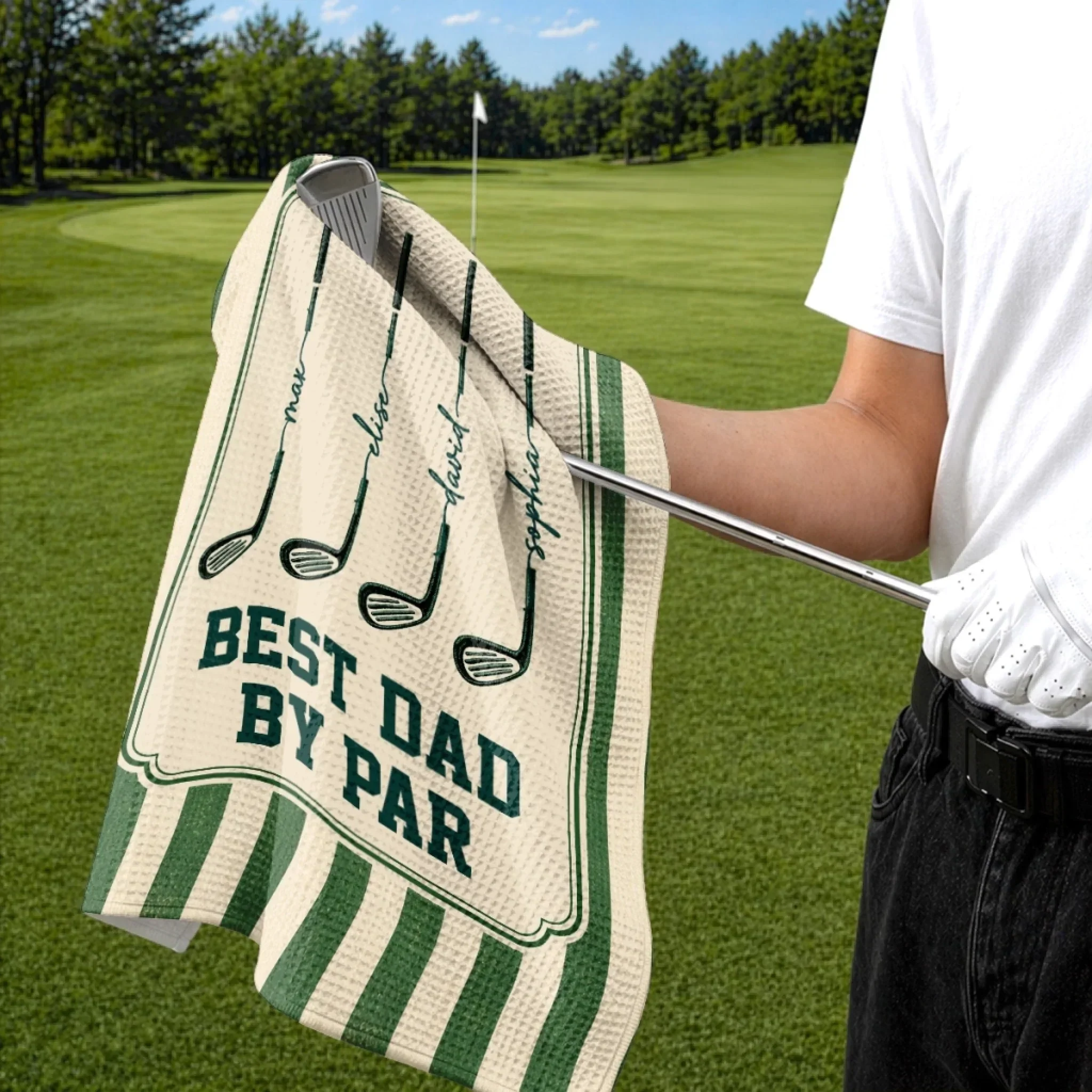 Personalized Golf Towel Best Dad by Par Gift for Golf Lovers