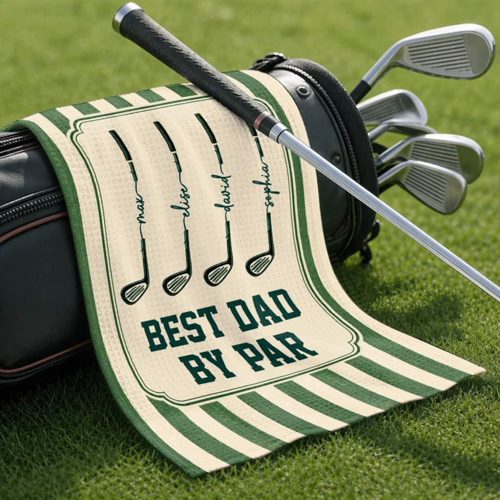 Personalized Golf Towel Best Dad by Par Gift for Golf Lovers