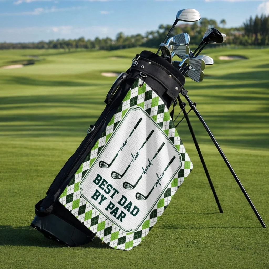 Personalized Golf Towel Best Dad by Par Gift for Golf Lovers
