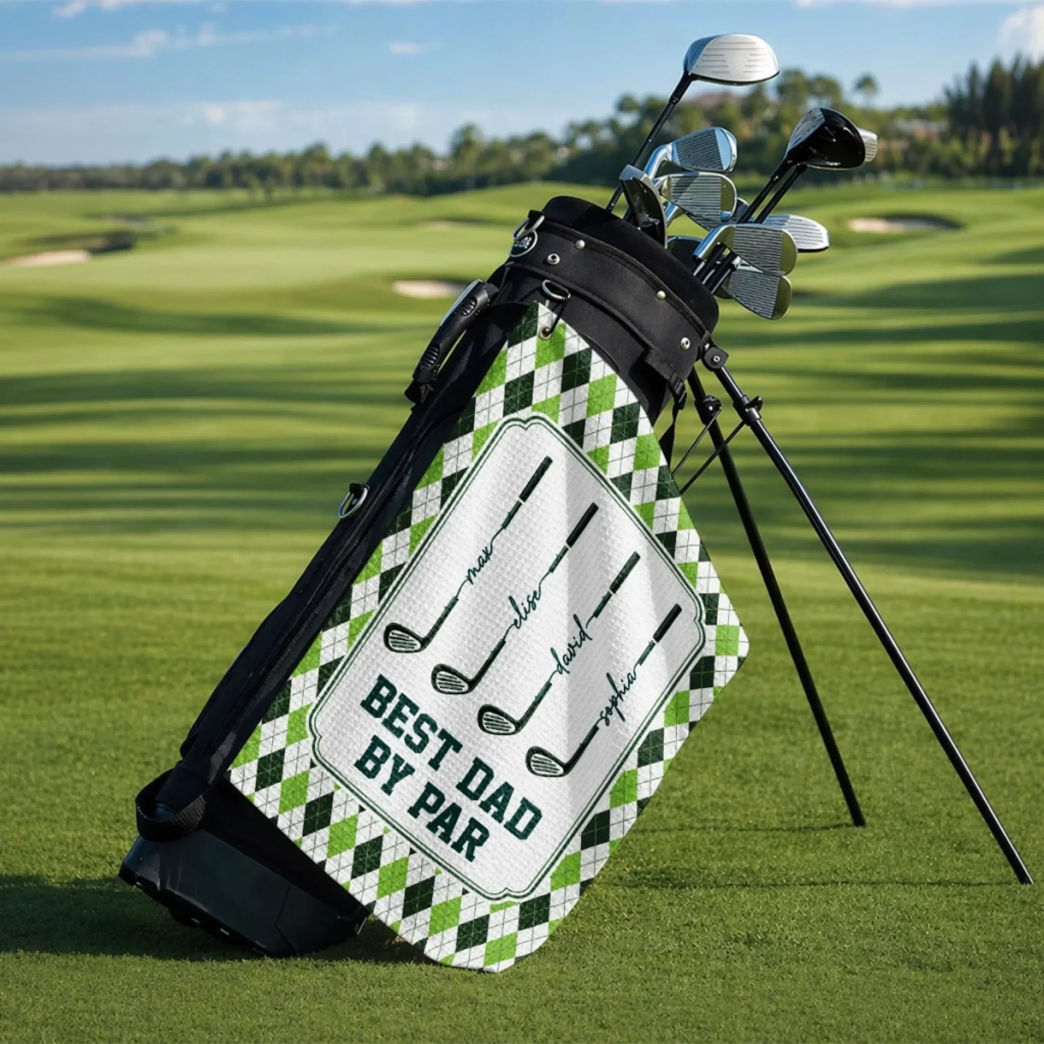 Personalized Golf Towel Best Dad by Par Gift for Golf Lovers