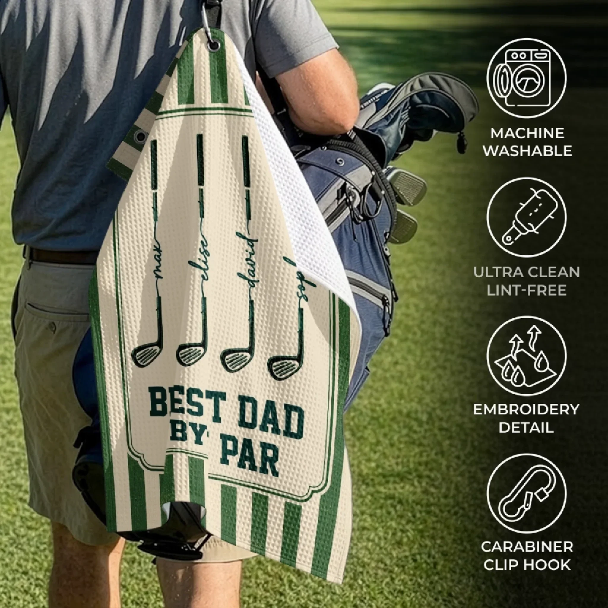 Personalized Golf Towel Best Dad by Par Gift for Golf Lovers