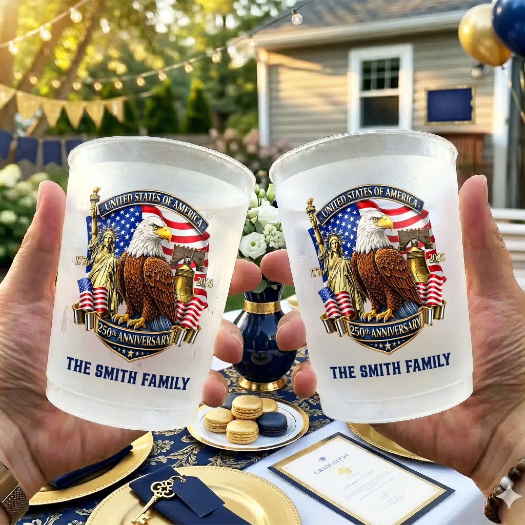 Personalized Frosted Cups - Patriotic Family Gift for Independence Day