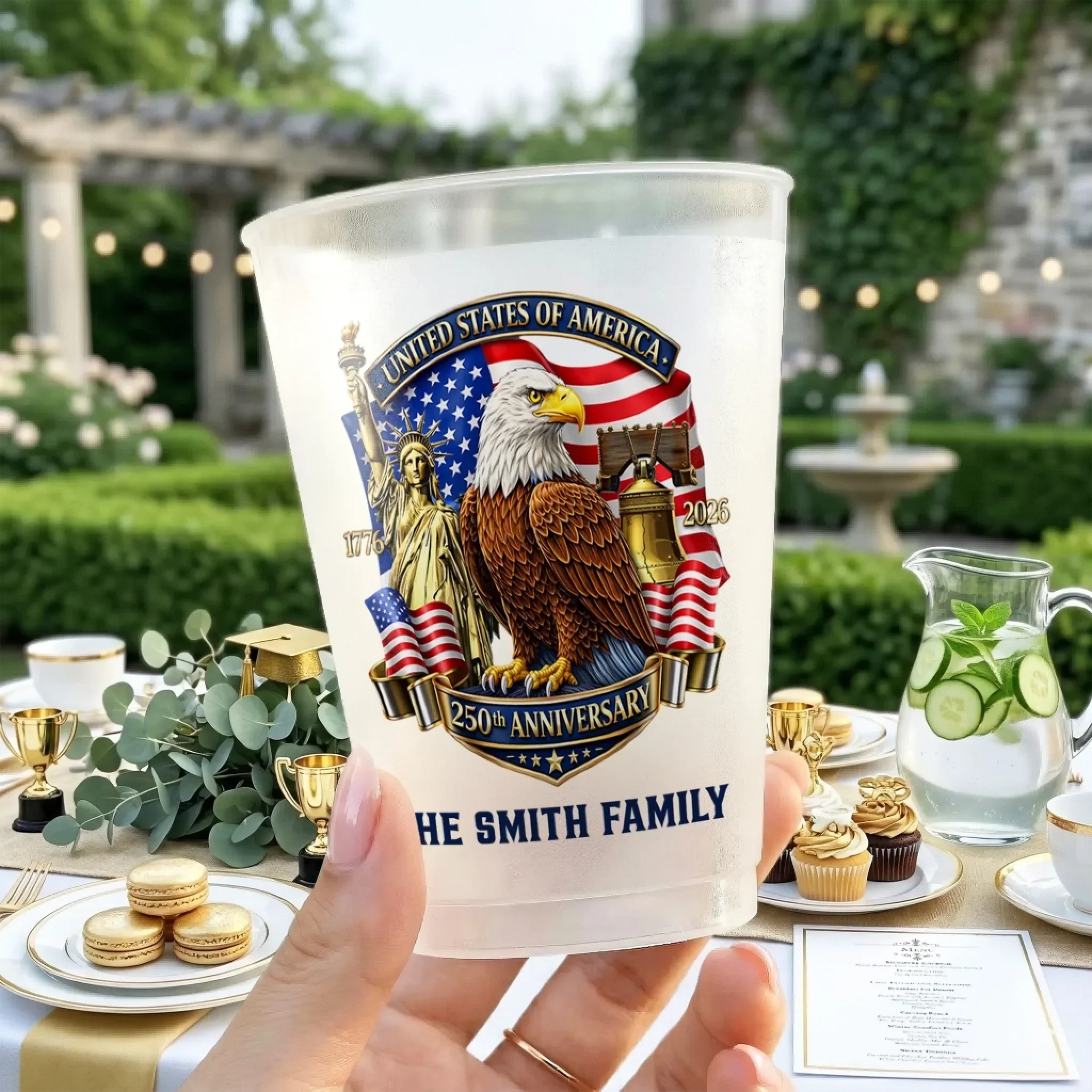 Personalized Frosted Cups - Patriotic Family Gift for Independence Day