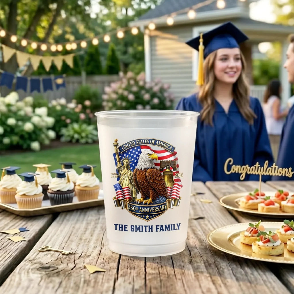 Personalized Frosted Cups - Patriotic Family Gift for Independence Day