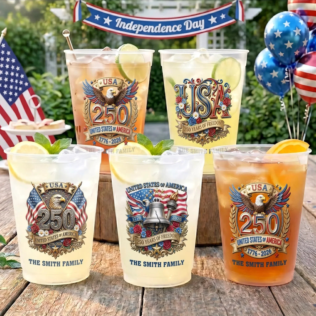 Personalized Frosted Cups 250 Years USA Gift for Family