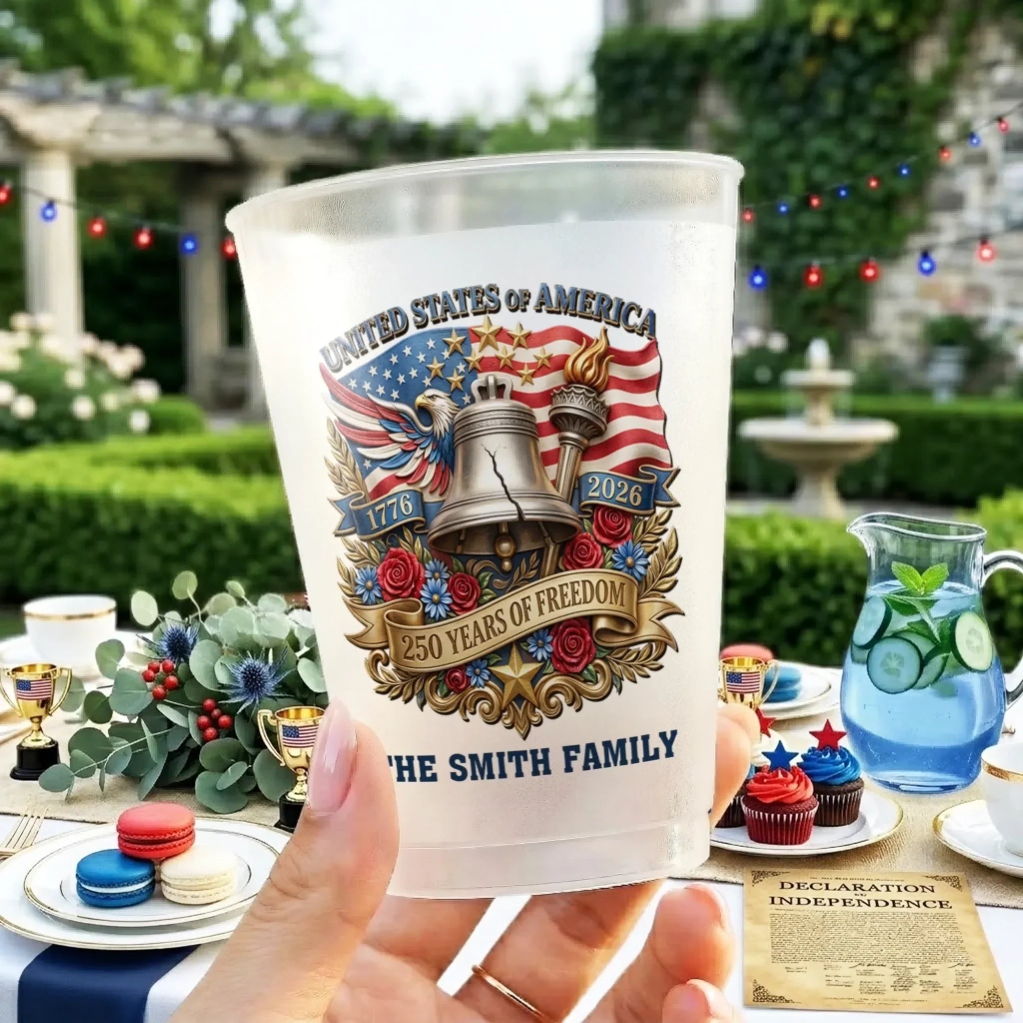 Personalized Frosted Cups 250 Years USA Gift for Family