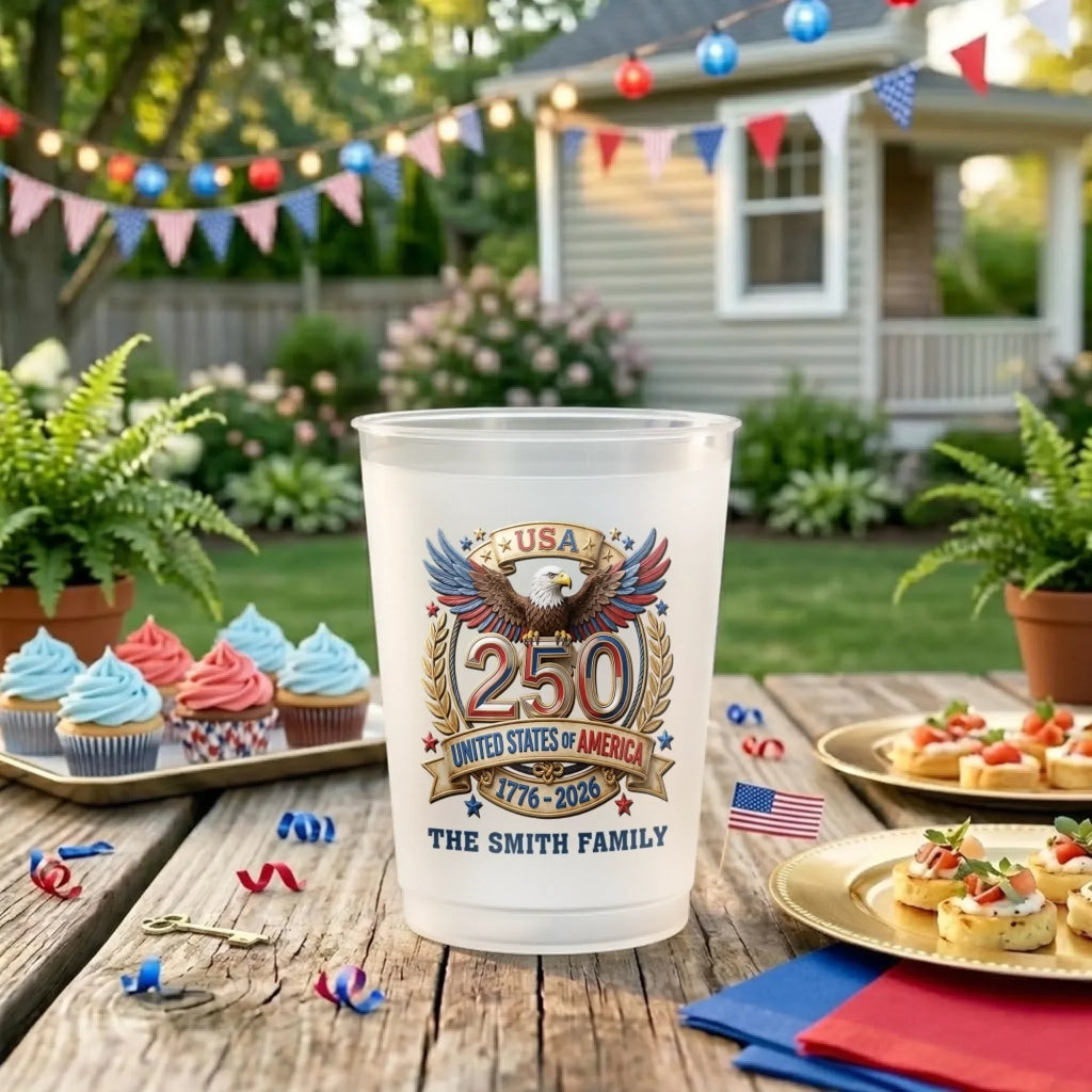Personalized Frosted Cups 250 Years USA Gift for Family