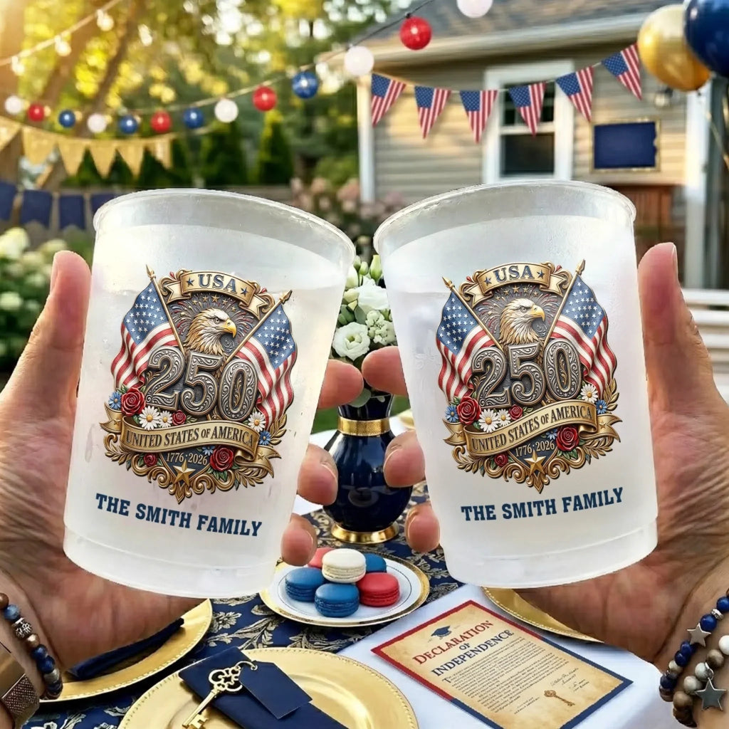 Personalized Frosted Cups 250 Years USA Gift for Family