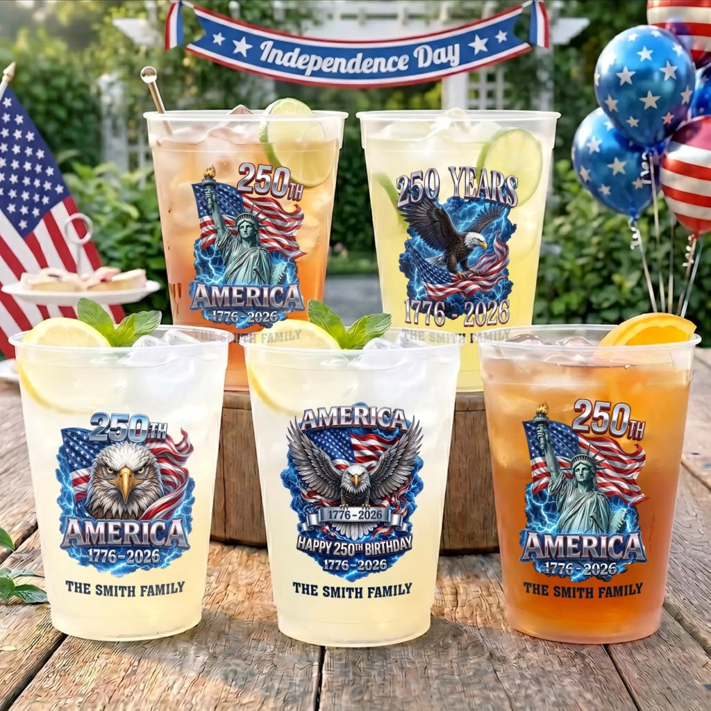 Personalized Frosted Cups for Family - 250 Years America Independence Day Gift