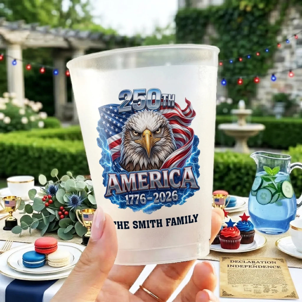 Personalized Frosted Cups for Family - 250 Years America Independence Day Gift