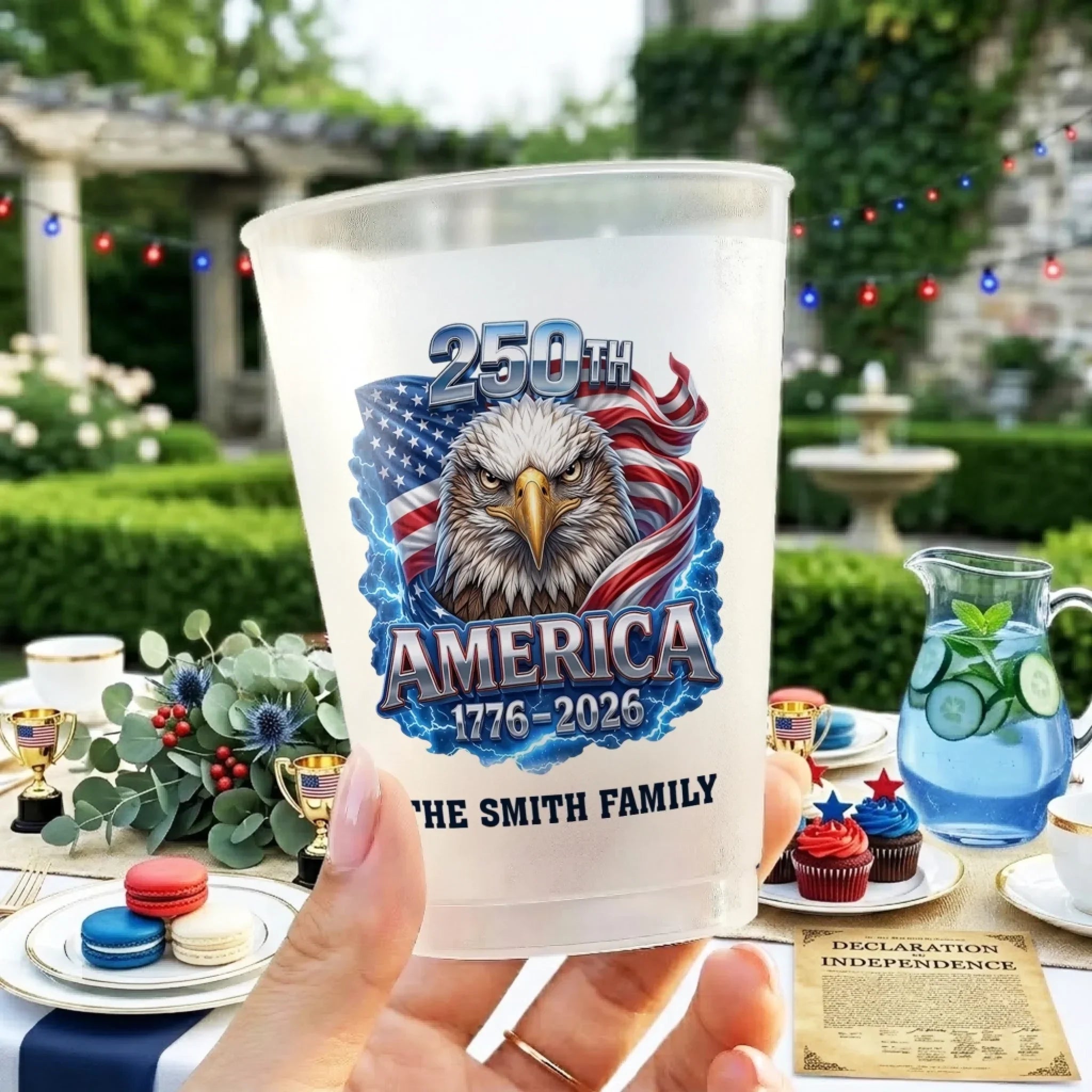 Personalized Frosted Cups for Family - 250 Years America Independence Day Gift
