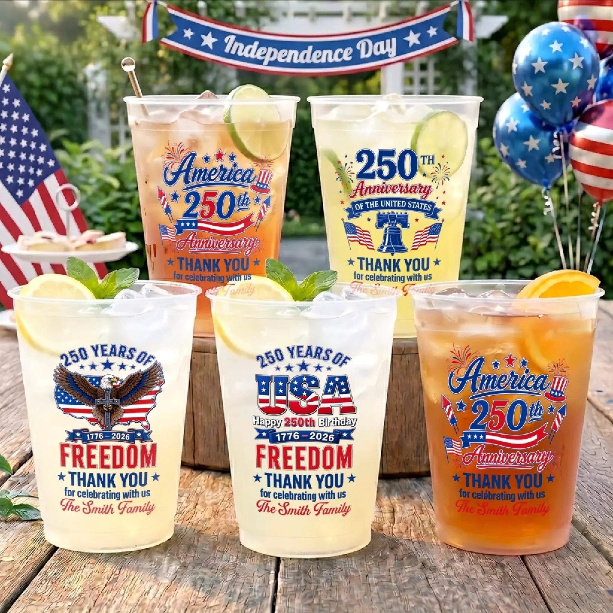 Personalized Frosted Cups Family Gift for Independence Day
