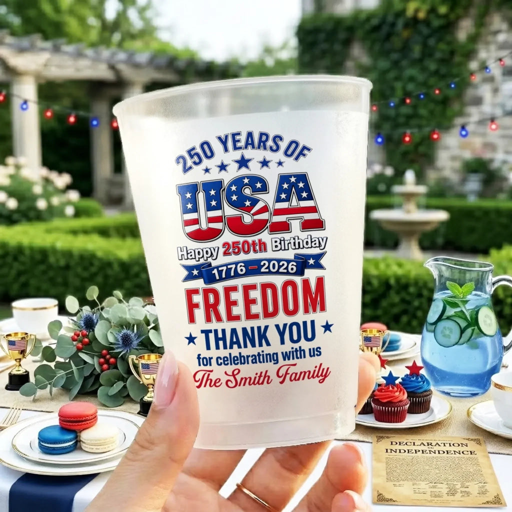 Personalized Frosted Cups Family Gift for Independence Day