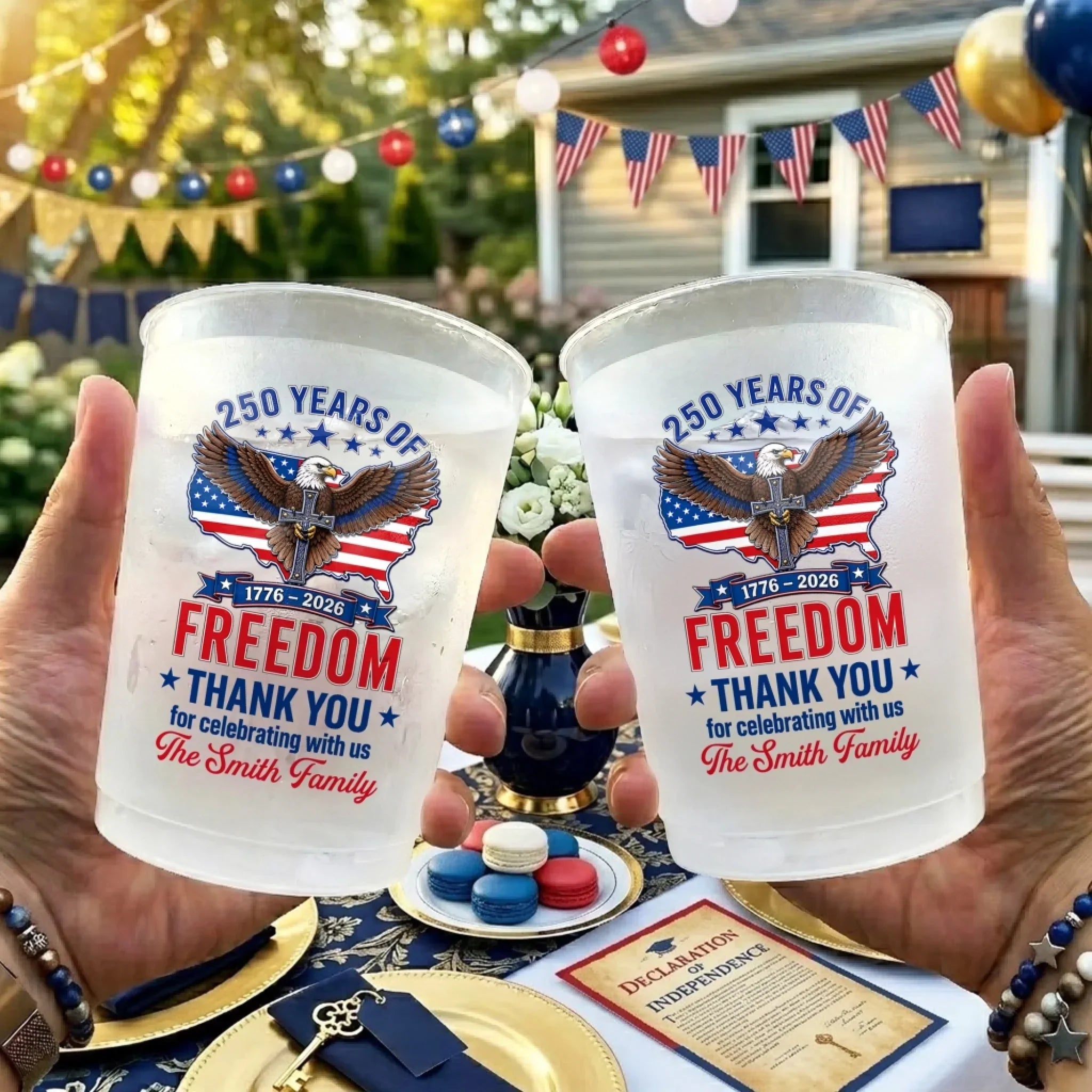 Personalized Frosted Cups Family Gift for Independence Day