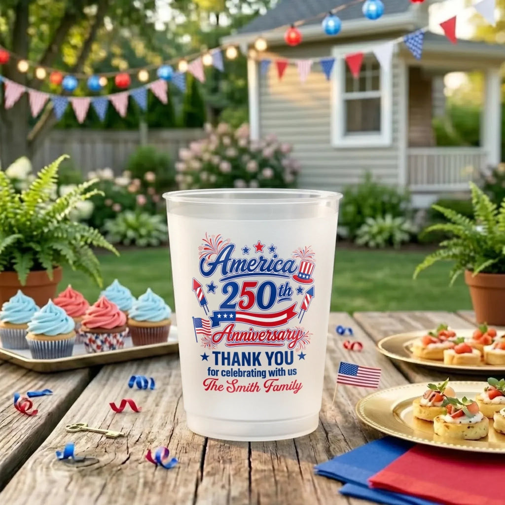 Personalized Frosted Cups Family Gift for Independence Day