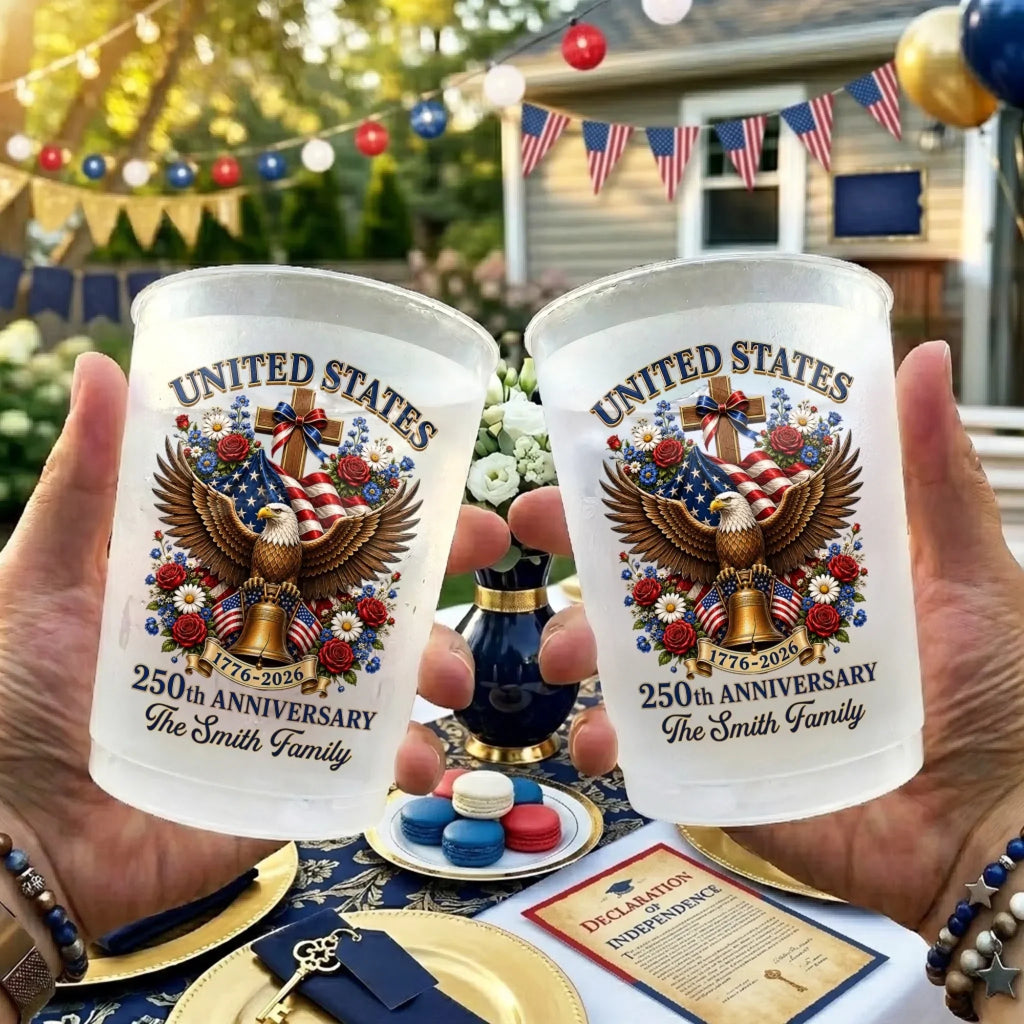 Personalized Frosted Cups Patriotic Gift for Family Celebrations
