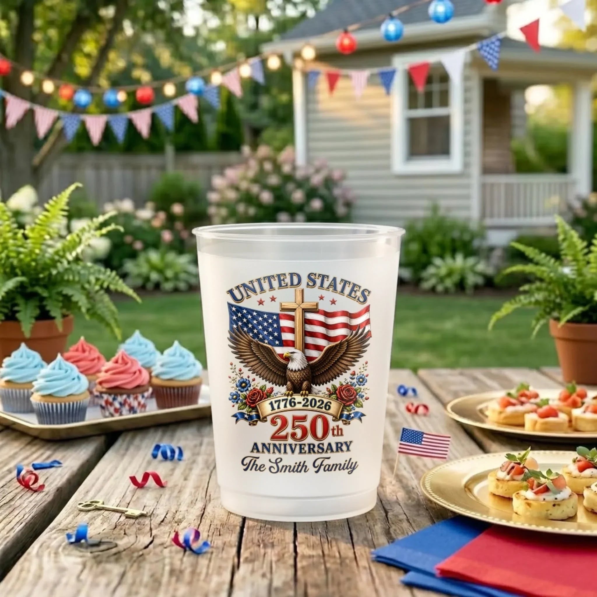 Personalized Frosted Cups Patriotic Gift for Family Celebrations