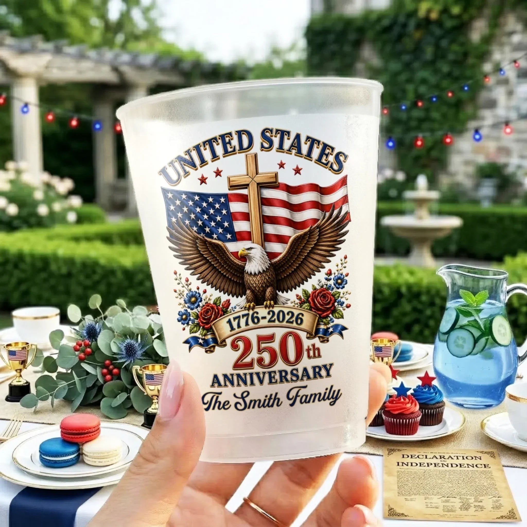 Personalized Frosted Cups Patriotic Gift for Family Celebrations