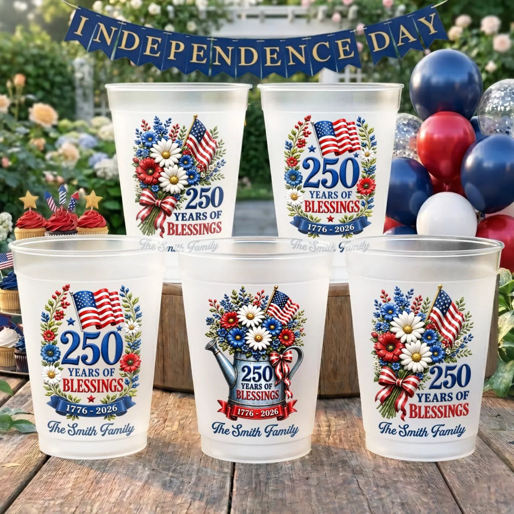 Personalized Frosted Cups Patriotic Gift for Family