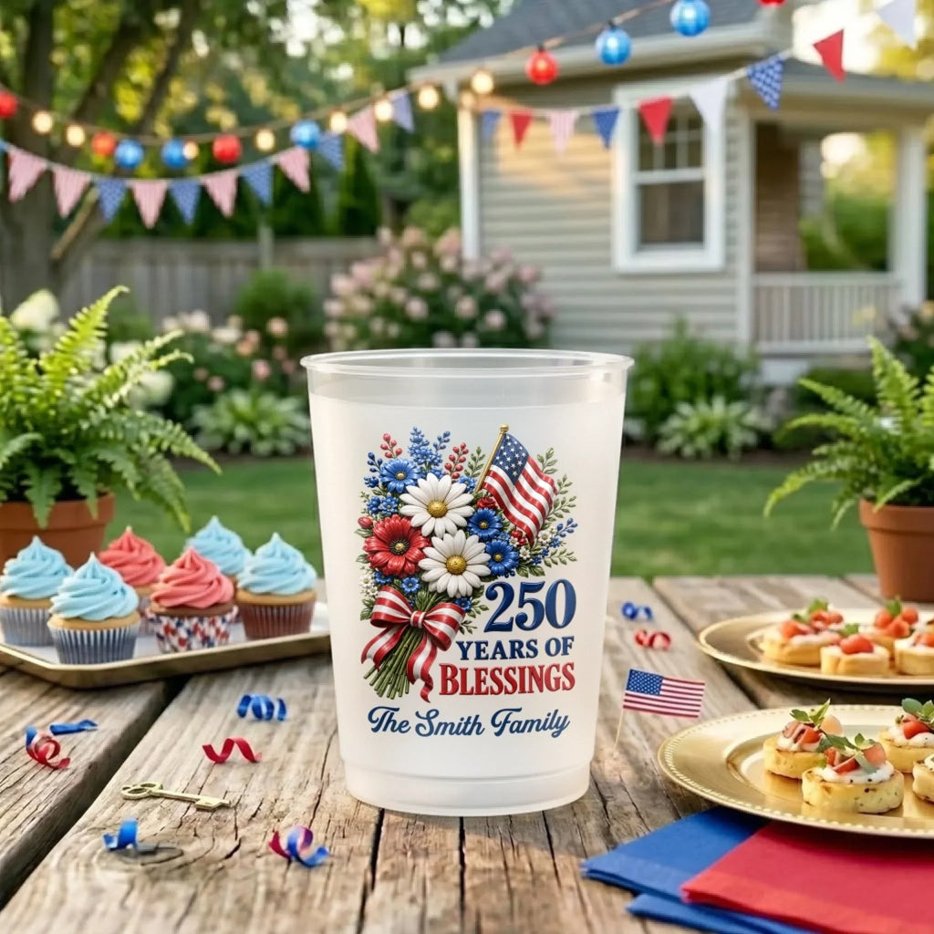 Personalized Frosted Cups Patriotic Gift for Family