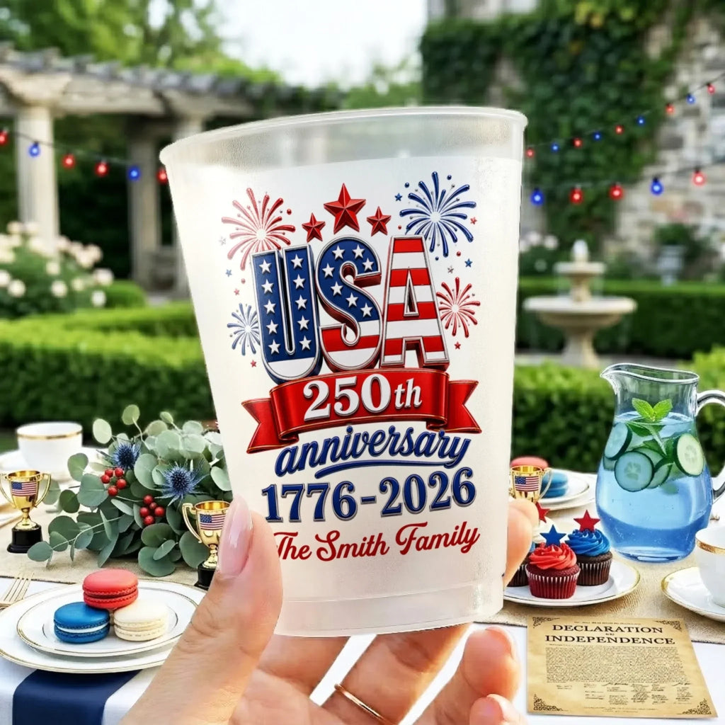 Personalized Frosted Cups 250th Anniversary USA Gift for Family