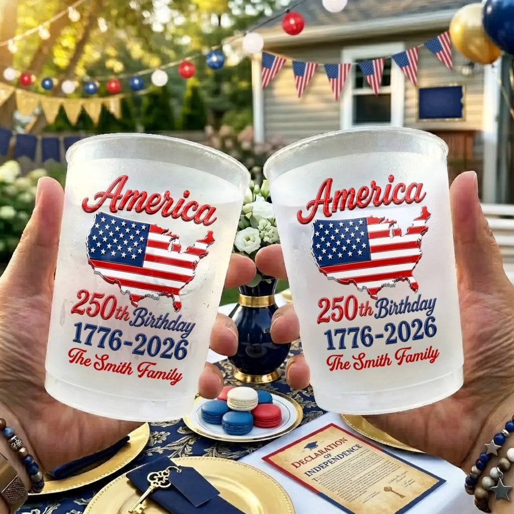 Personalized Frosted Cups 250th Anniversary USA Gift for Family