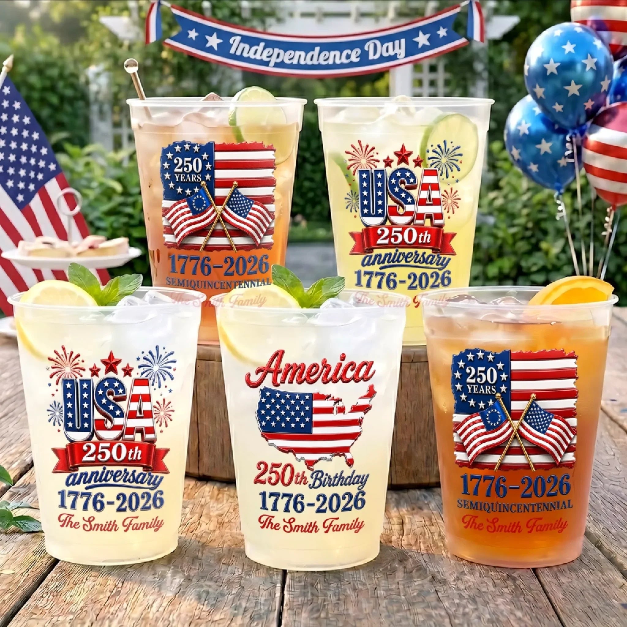 Personalized Frosted Cups 250th Anniversary USA Gift for Family