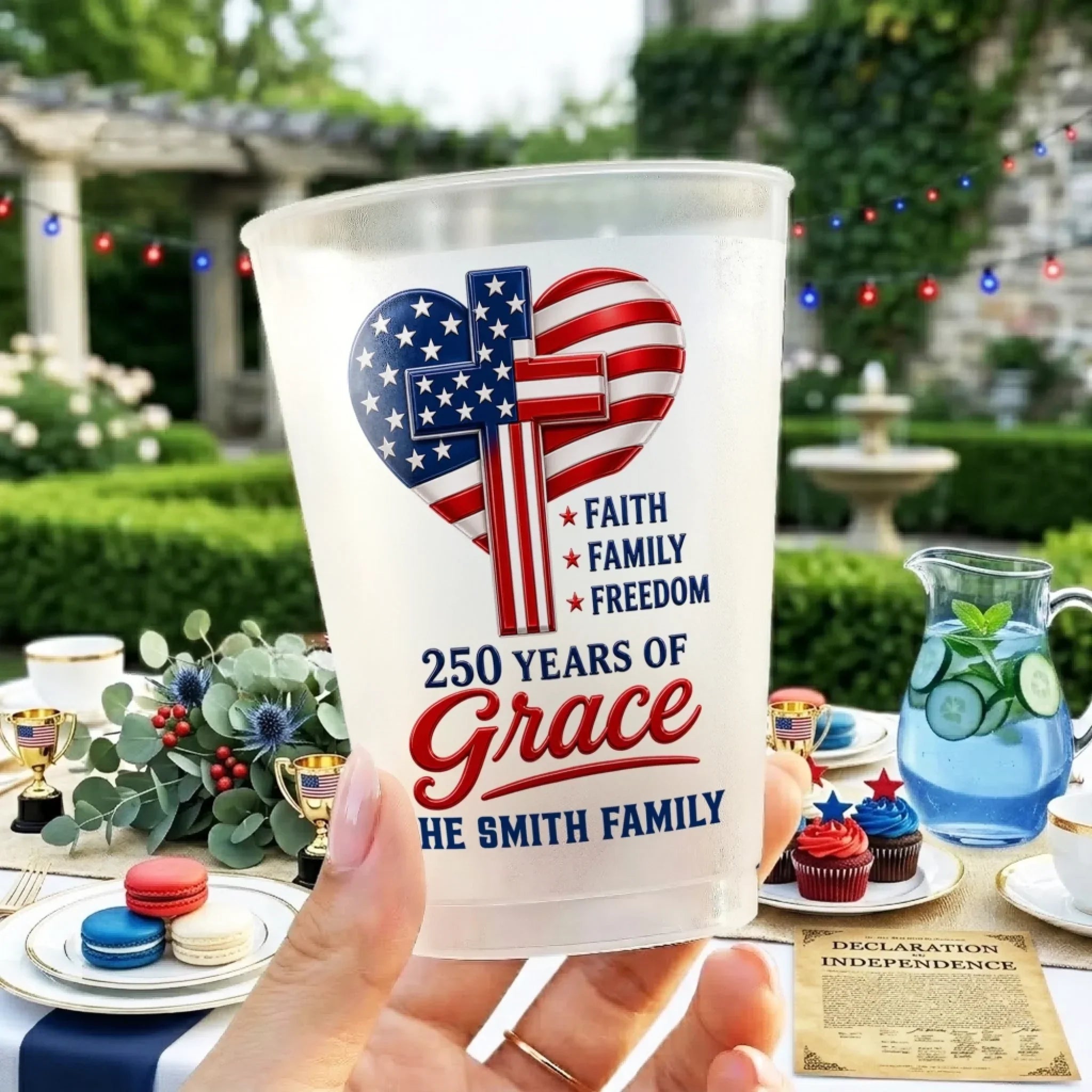 Personalized Frosted Cups for Family | Patriotic 4th of July Gift