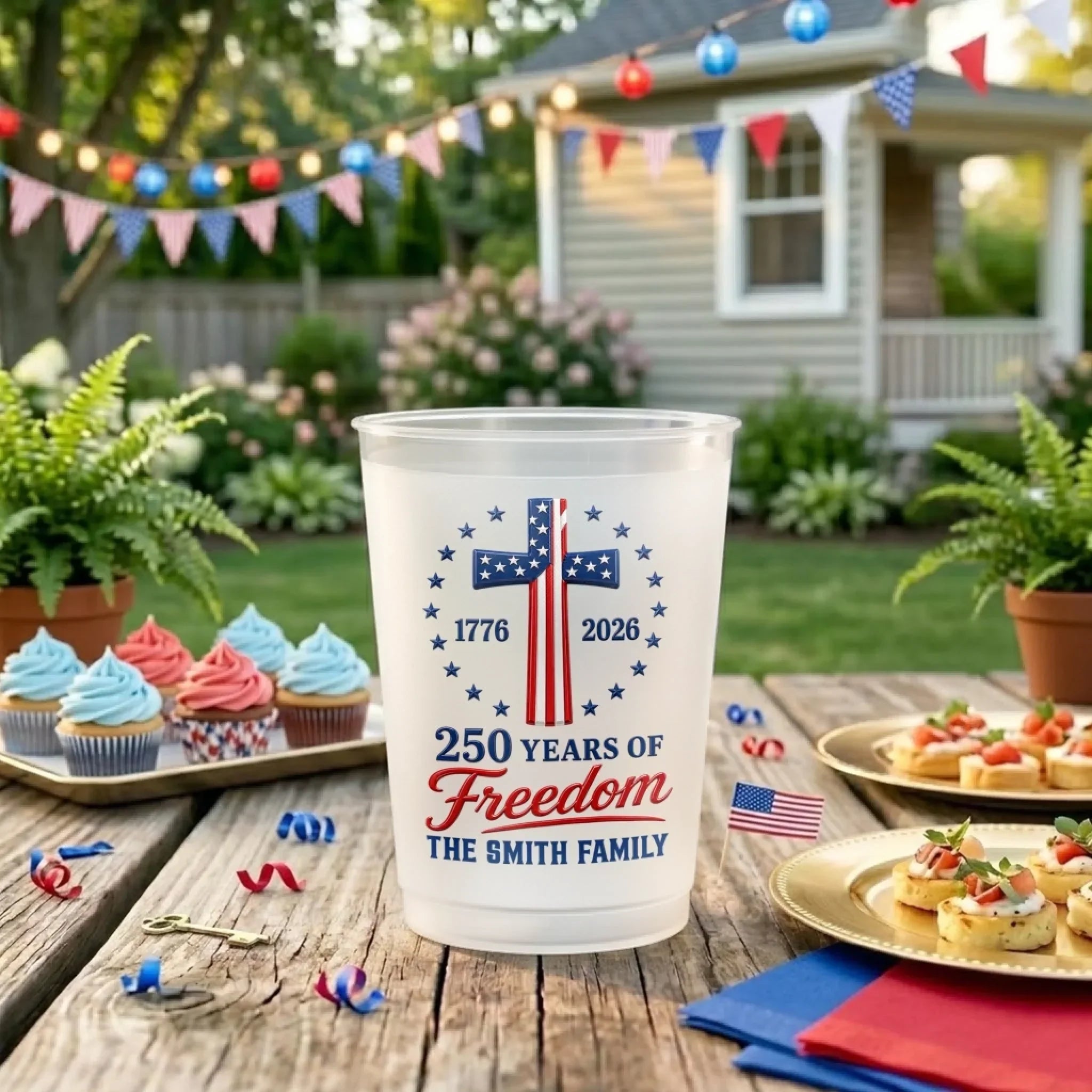 Personalized Frosted Cups for Family | Patriotic 4th of July Gift
