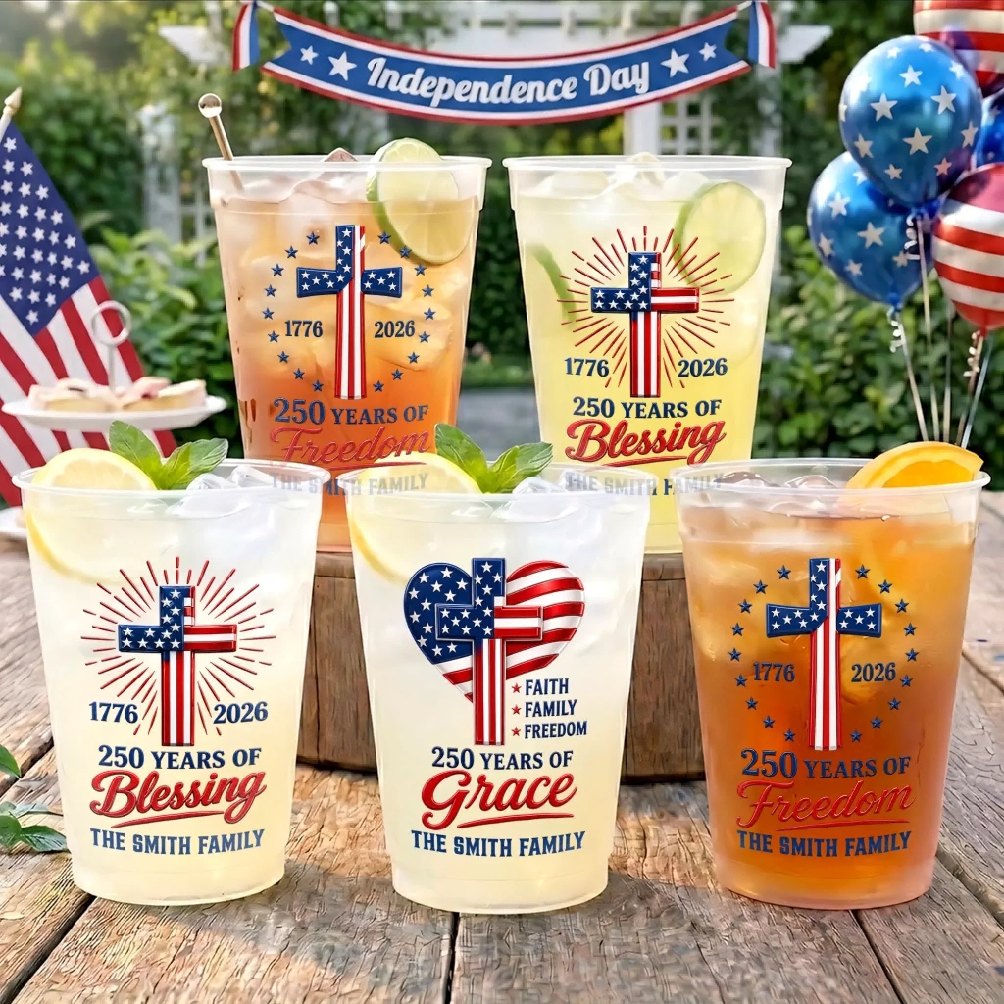 Personalized Frosted Cups for Family | Patriotic 4th of July Gift