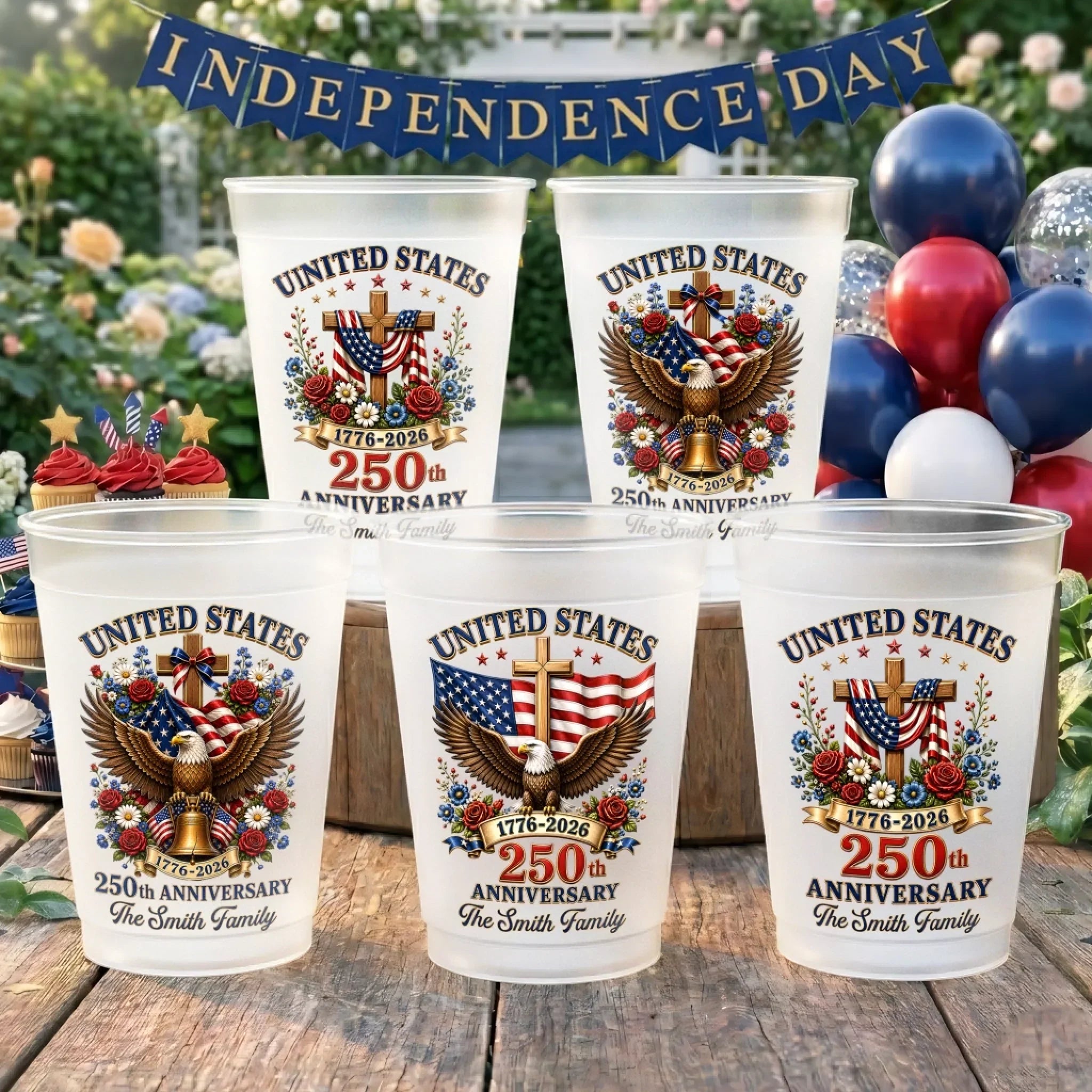 Personalized Frosted Cups Patriotic Gift for Family Celebrations