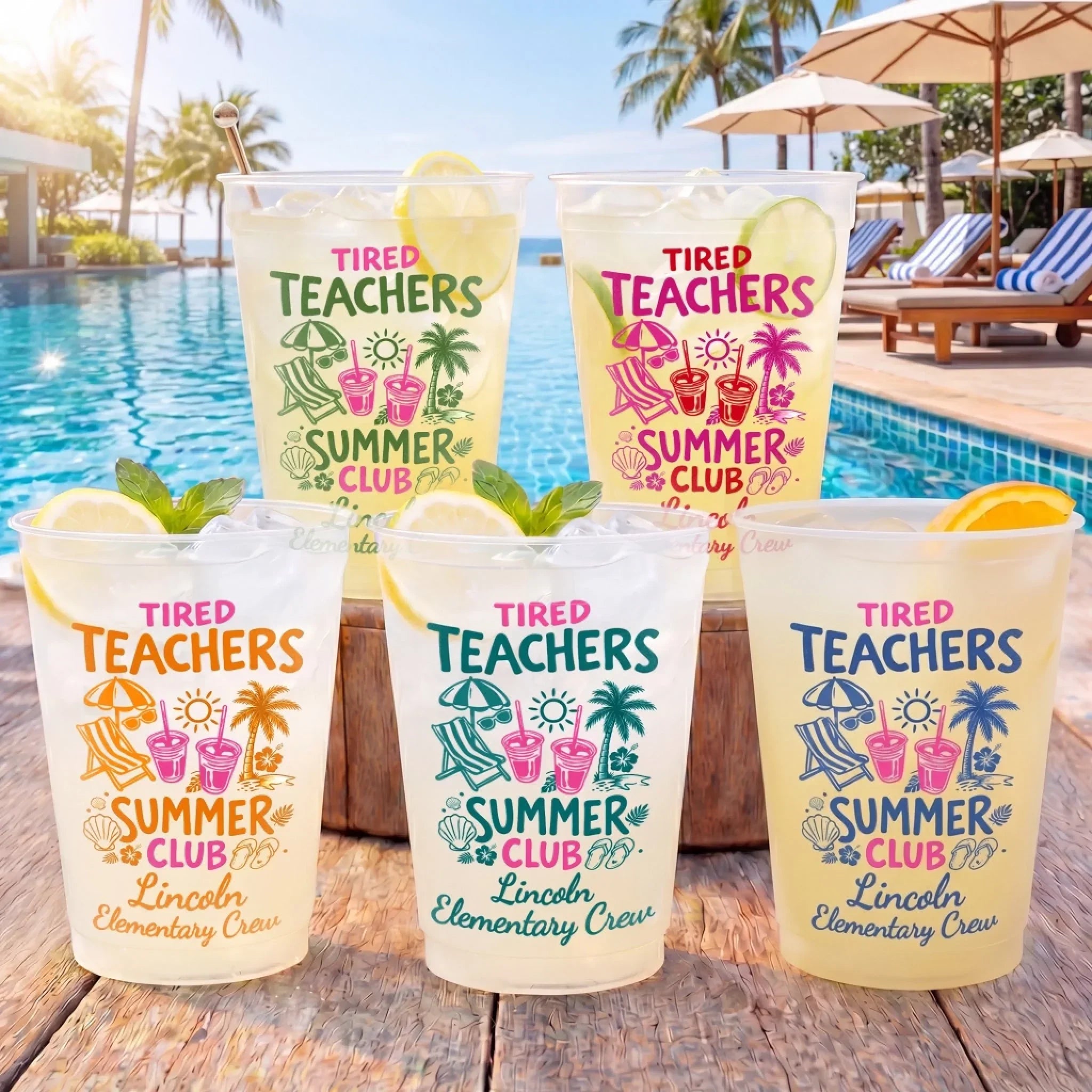 Personalized Frosted Cups for Teachers - Tired Teachers Summer Club Gift