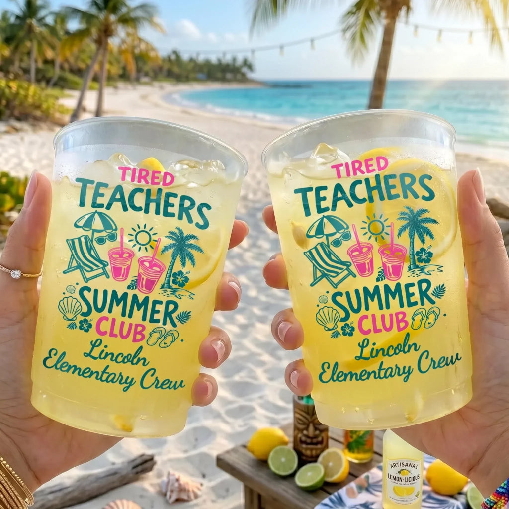Personalized Frosted Cups for Teachers - Tired Teachers Summer Club Gift