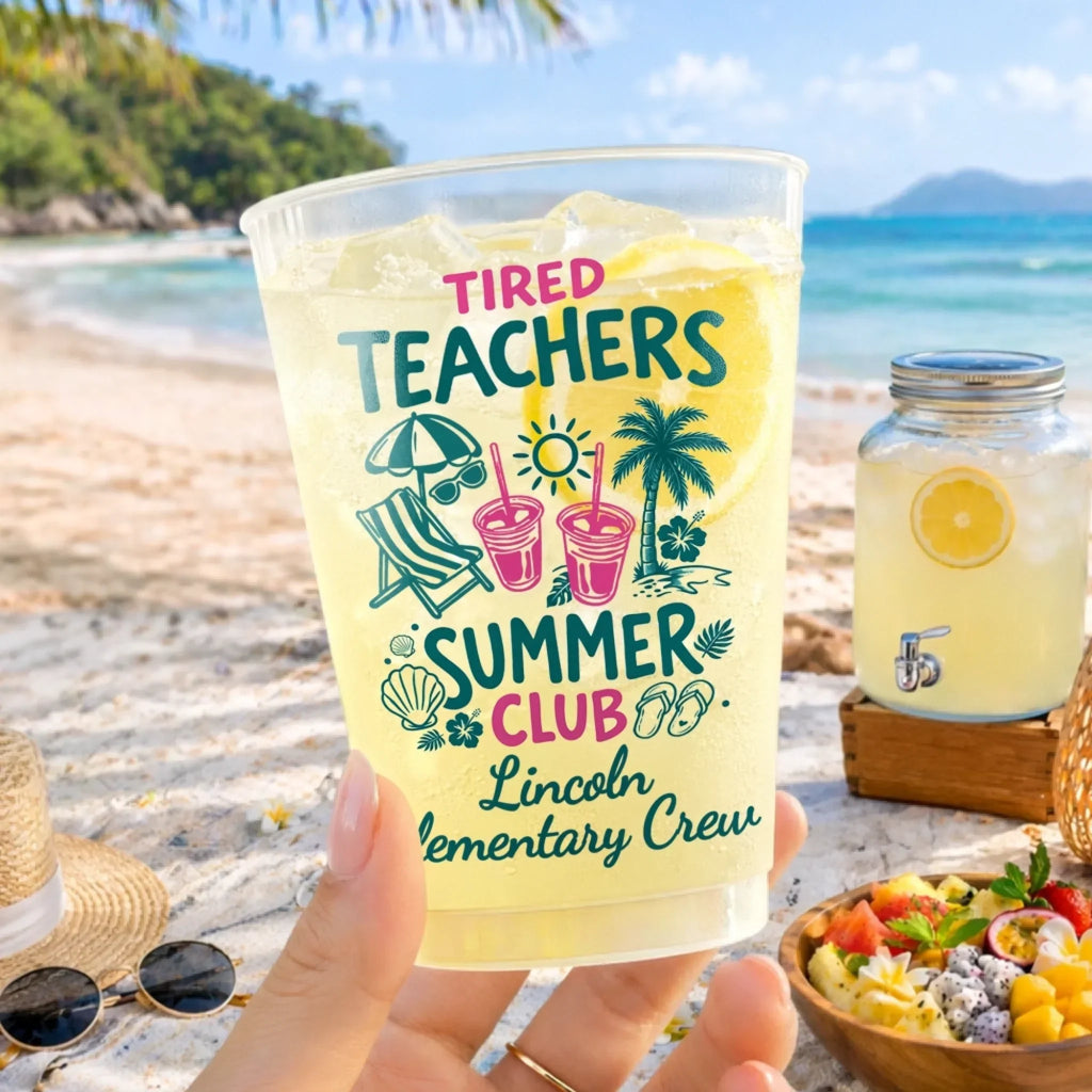 Personalized Frosted Cups for Teachers - Tired Teachers Summer Club Gift