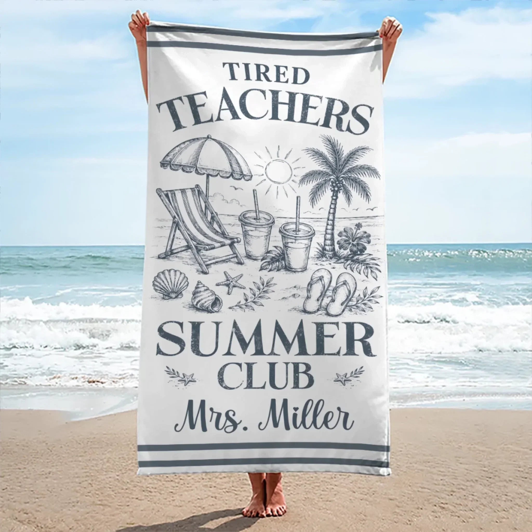 Personalized Beach Towel for Teachers Summer Gift - Catch Me Not