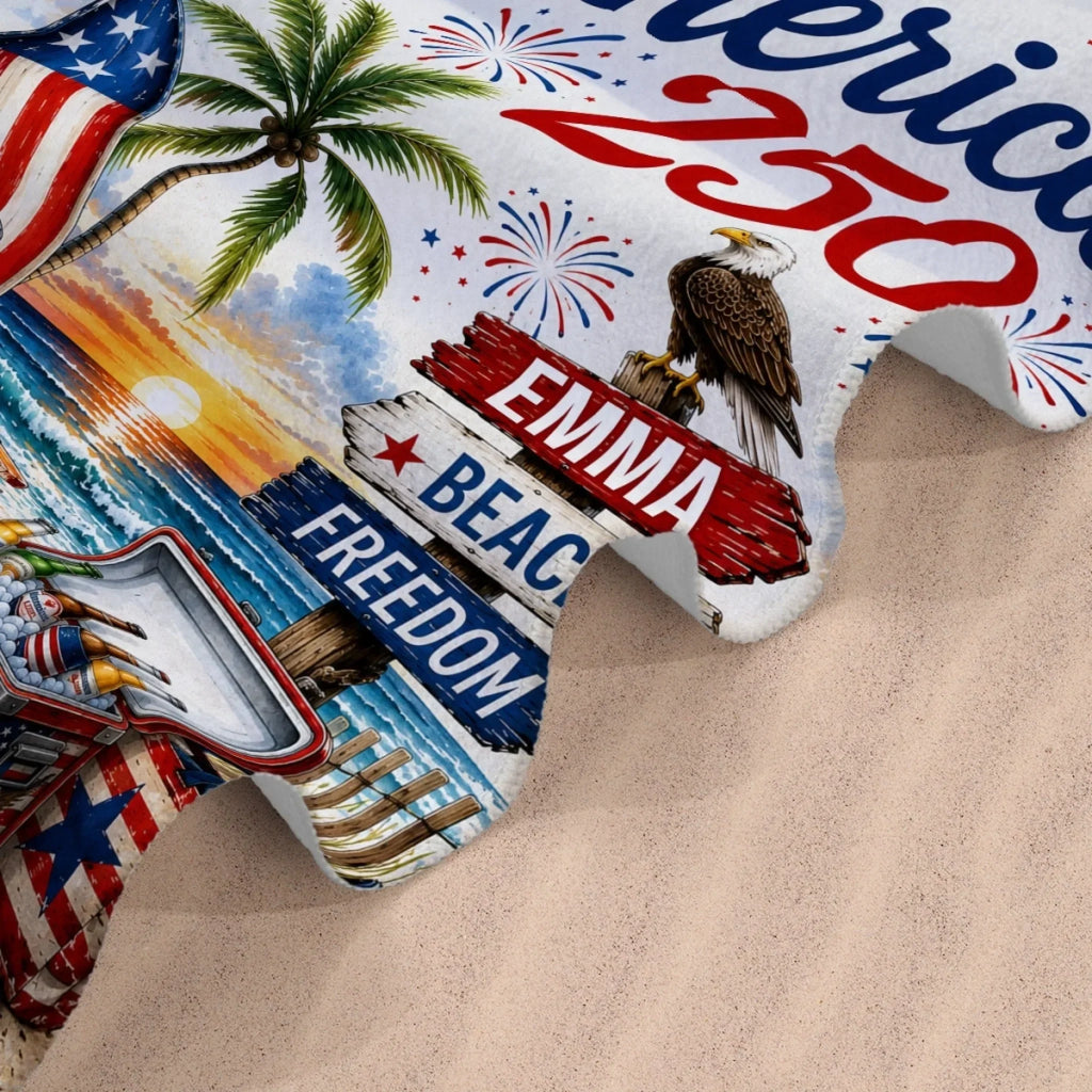 Personalized America 250th Anniversary Beach Towel Gift for Patriots