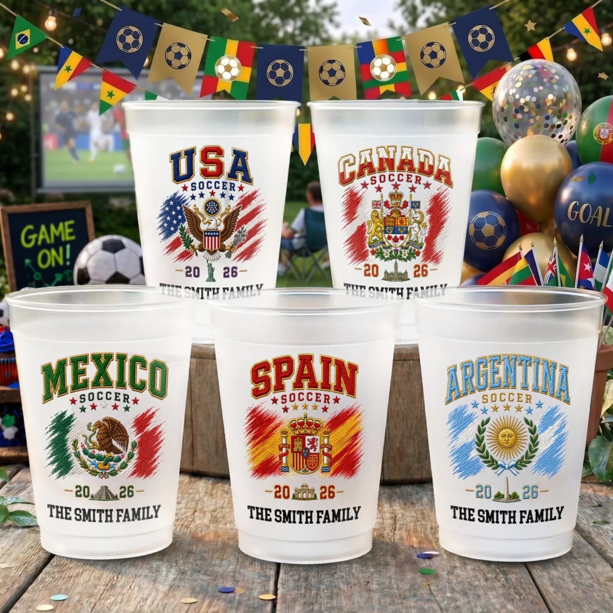 Personalized Frosted Cups International Soccer Tournament Gift for Sports Fans