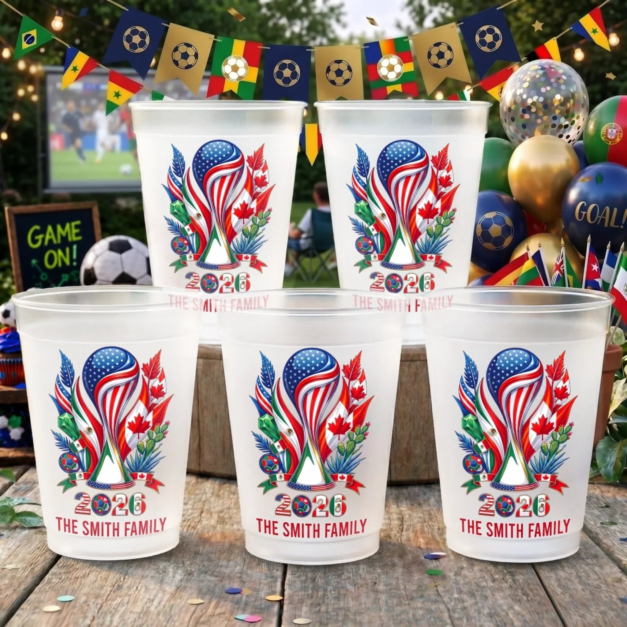 Personalized Frosted Party Cups for Football Fans Family 2026