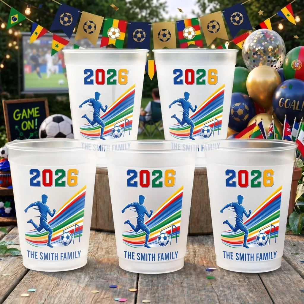 Personalized Frosted Soccer Cups for Family Fans | Game Day Gift