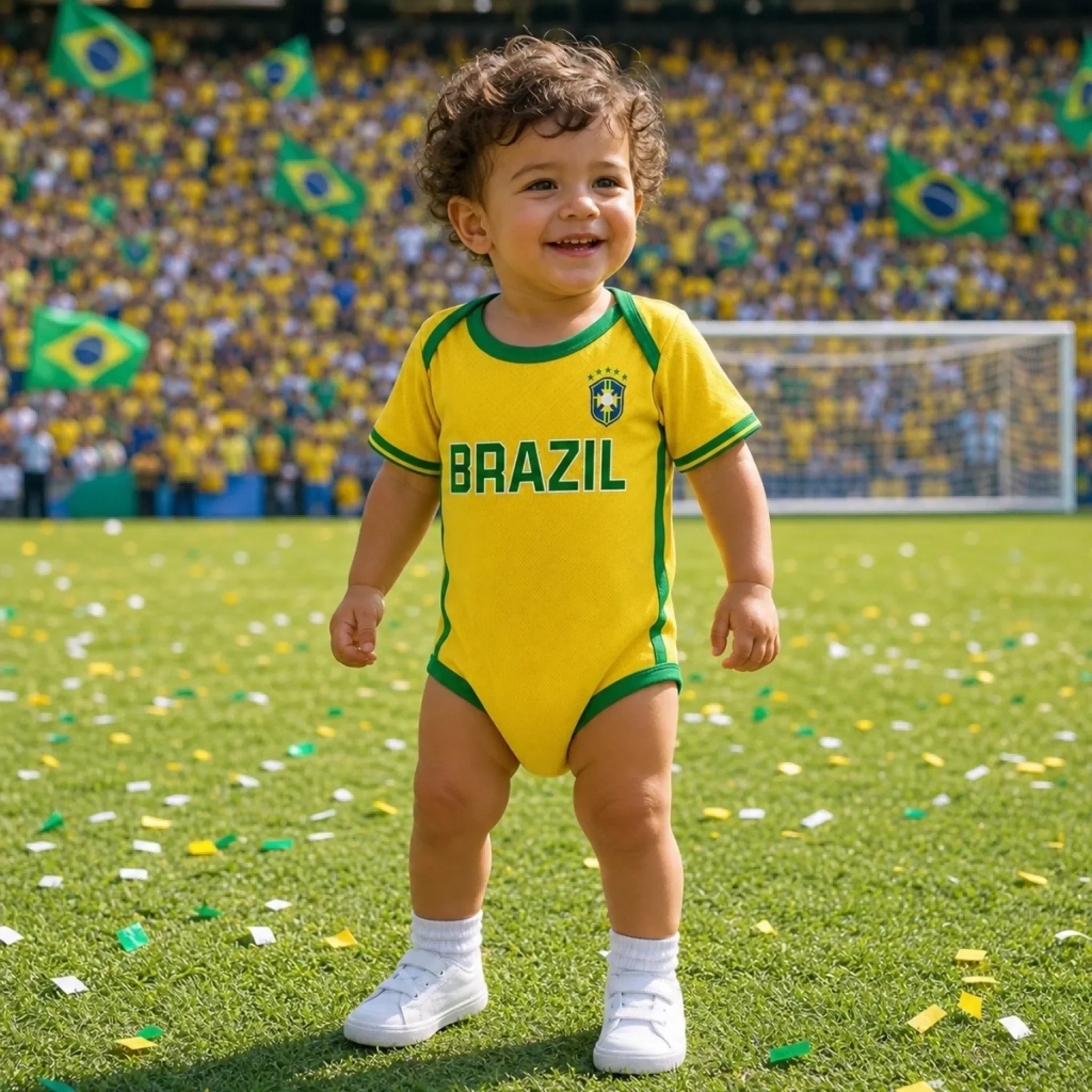 Personalized Baby Jersey Bodysuit Brazil Soccer Gift for New Parents