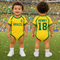 Personalized Baby Jersey Bodysuit Brazil Soccer Gift for New Parents