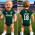 Personalized Mexico Football Baby Jersey Bodysuit Gift for New Parents