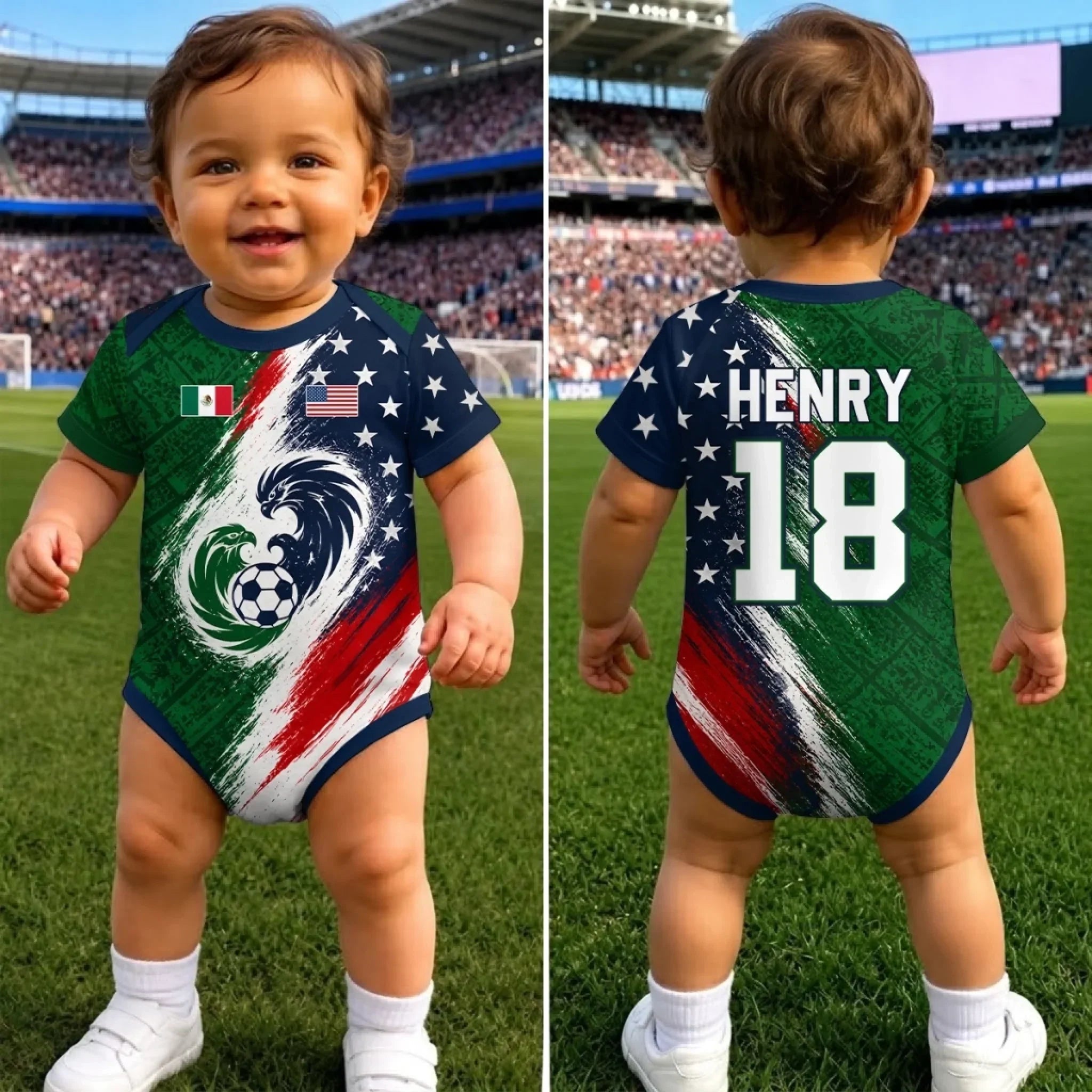 Personalized Baby Jersey Bodysuit Custom Name Number Soccer Gift for New Parents