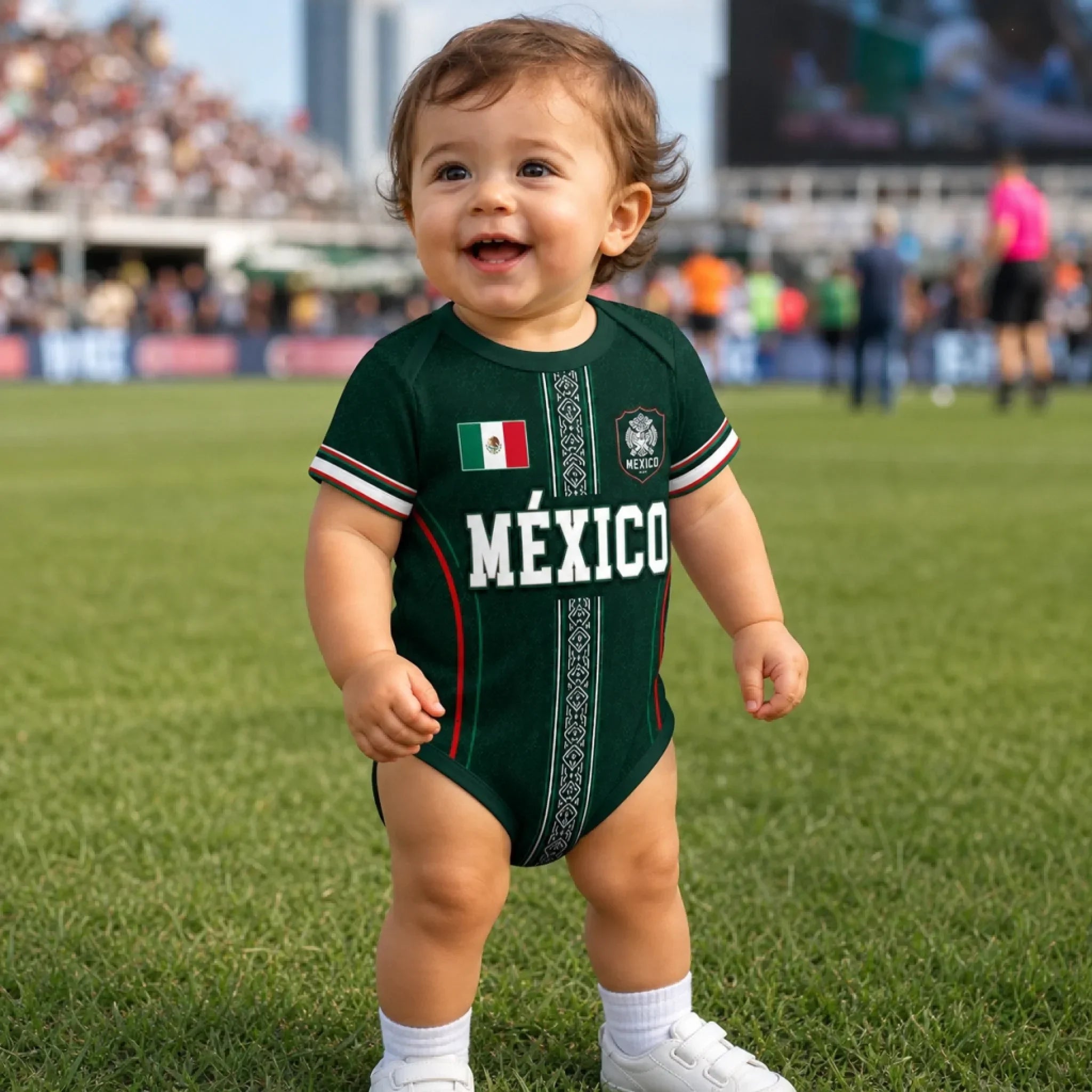 Personalized Mexican Soccer Baby Jersey Bodysuit Custom Name & Number Gift for New Parents