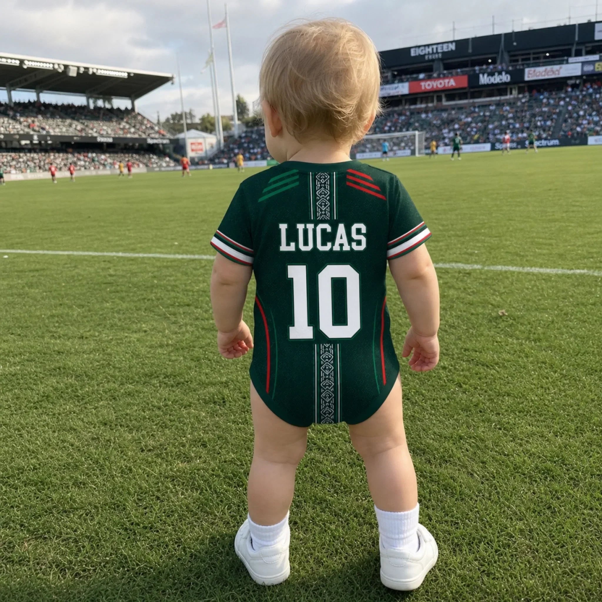 Personalized Mexican Soccer Baby Jersey Bodysuit Custom Name & Number Gift for New Parents