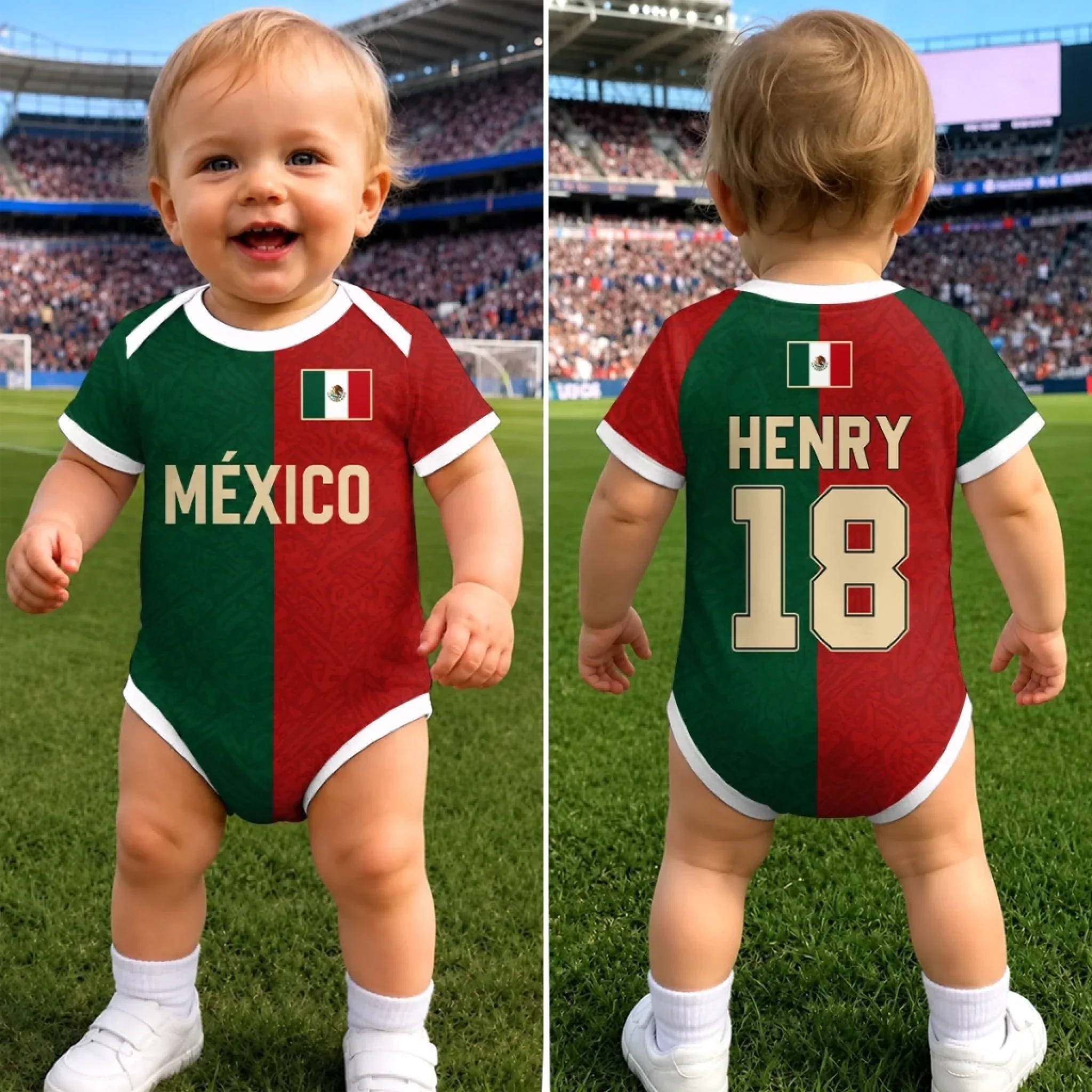 Personalized Mexico Baby Jersey Bodysuit for Soccer Fans