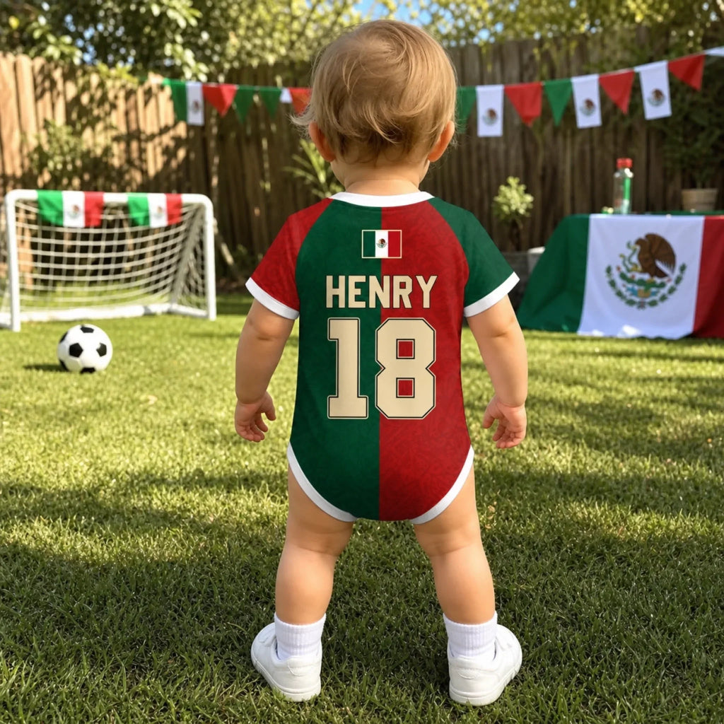 Personalized Mexico Baby Jersey Bodysuit for Soccer Fans