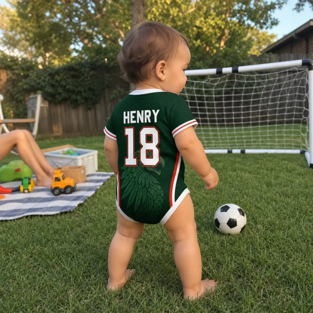Personalized Mexico Eagle Baby Jersey Bodysuit Custom Name Gift